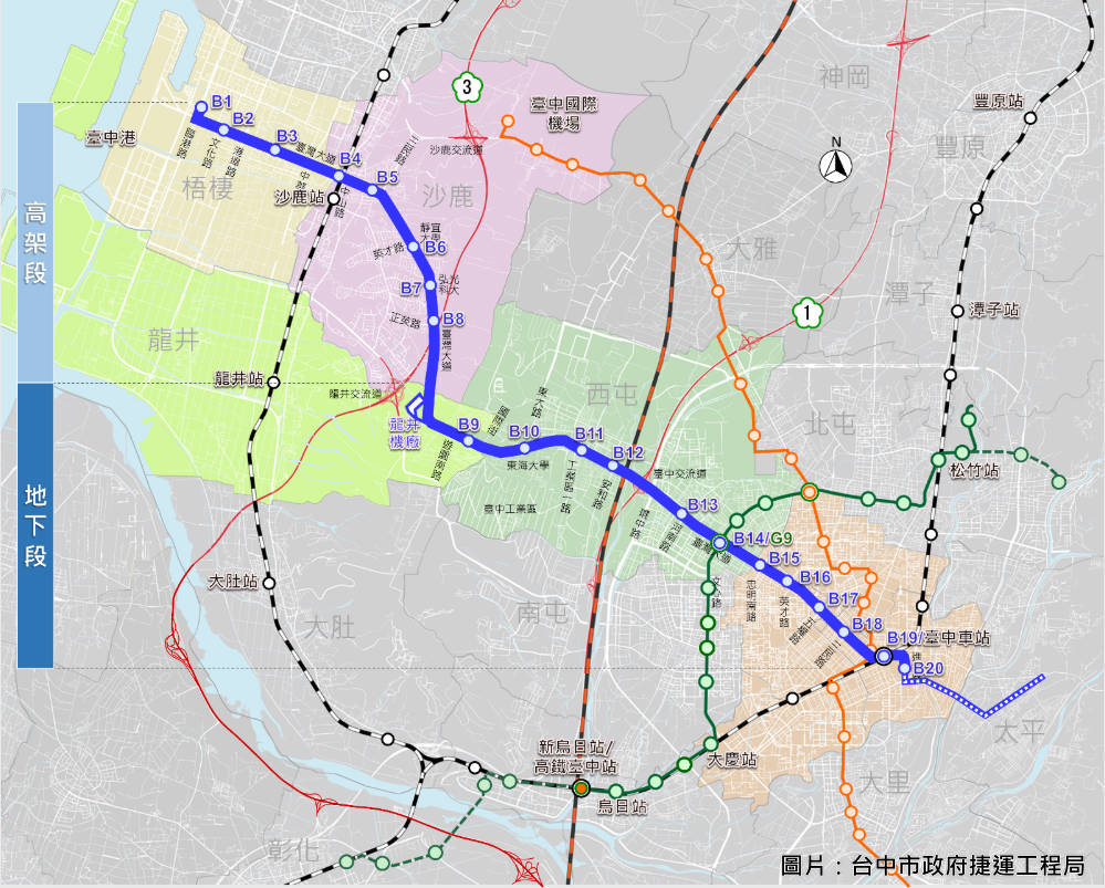 台中捷運藍線路線圖